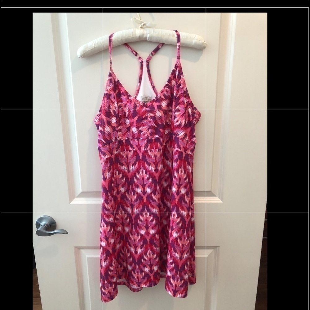 TEHAMA Athletic Dress Medium Pink Watercolor Print
